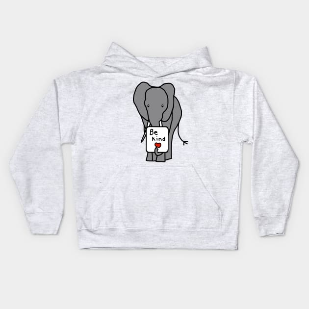 Elephant Kindness says Be Kind Kids Hoodie by ellenhenryart